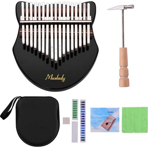 Muslady Cute kalimba 17 Key Kalimba Thumb Piano Acrylic Material Finger Piano with Carry Bag Note Stickers Tuning Hammer