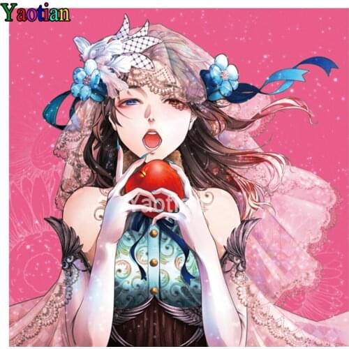 Cartoon princess girl with red apple diamond painting Full Square/Round drill 5d diamond embroidery cross stitch kits