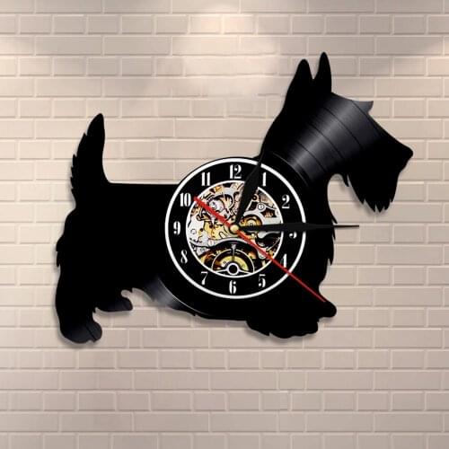 Scottish Terrier Dog Breed Vinyl Record Wall Clock Personalized Puppy Pet Scottie Dog Wall Clock Home Decor Dog Lover Gift