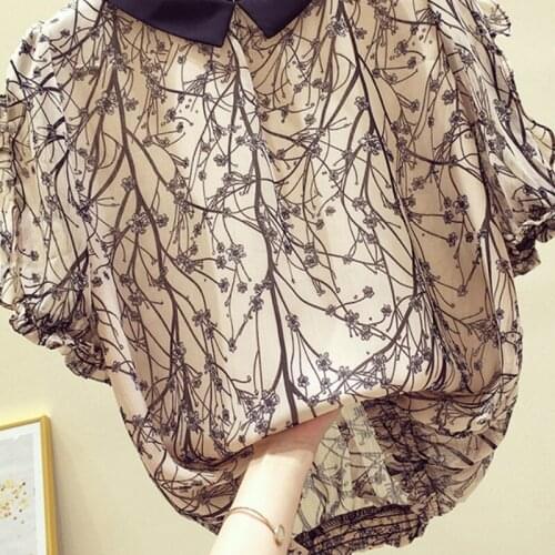 Nova Moda 2019 Mulheres Ocasionais Blusa de Manga Curta Mulheres Roupas Chiffon Partes Superiores das mulheres