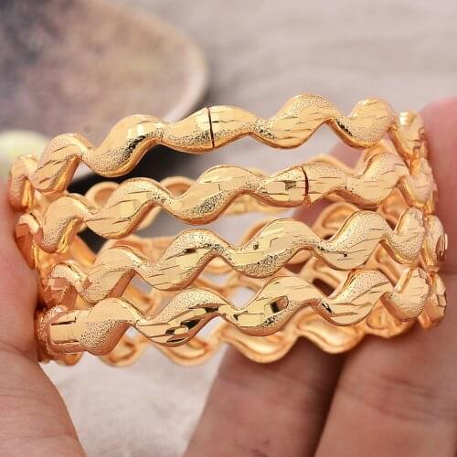 New Design 18K Gold Color Bangles Jewelry Ethiopian African Dubai Indian Bracelet Wedding Gifts For women Wave Bracelets