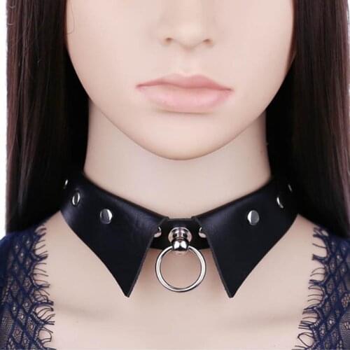 Designer New Gothic Leather Choker Punk Collar Necklace Girls Black Sexy Tie Choker Neck Band BDSM Collar Chokers Women Jewelry