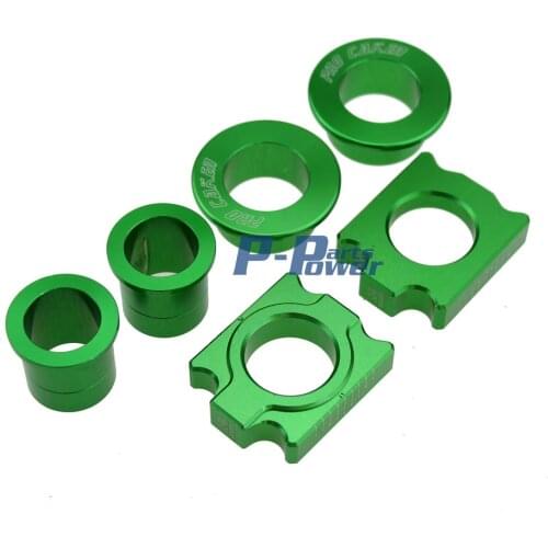 CNC Front & Rear Wheel Hub Spacers Chain Adjuster Axle Block For Kawasaki KX125 250 KXF250 KXF450 Motorcycle Motocross Dirt Bike