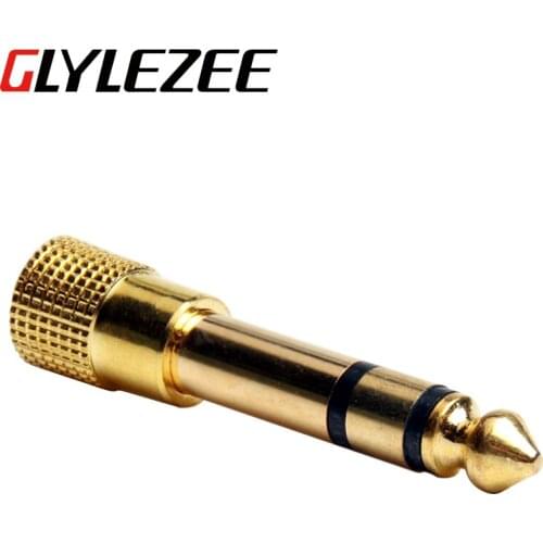 6.5mm Male to 3.5mm Female Stereo Mic Plug Audio Adapter Gold Plated Jack Converter for Headphone Microphone Speaker