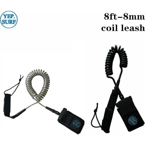 Surf Leash 8ft 8mm coil Leash Black/clear clear color destroy New Design Surfboard Leash