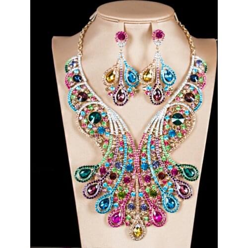 LAN PALACE luxury jewelry set indian jewelry set wedding engagement necklace and earrings for party free shipping