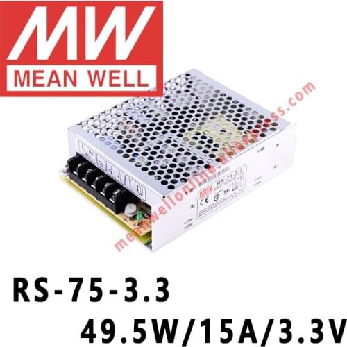 RS-75-3.3 Mean Well 49.5W/15A/3.3V DC Single Output Switching Power Supply meanwell online store