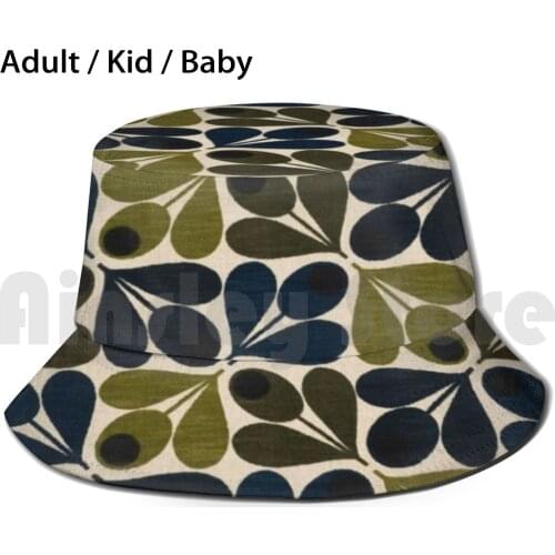 Orla Kiely Design Sun Hat Foldable UV Protection Marimeko Ivory Hygge Danish Blue Background 1970 1960s 1960 Texture