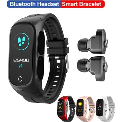 N8 Smart Watch With Blue-tooth Earphones 0.96 Inch Square Screen TWS Headset Call Watches Long Standby Health Monitor SmartWatch