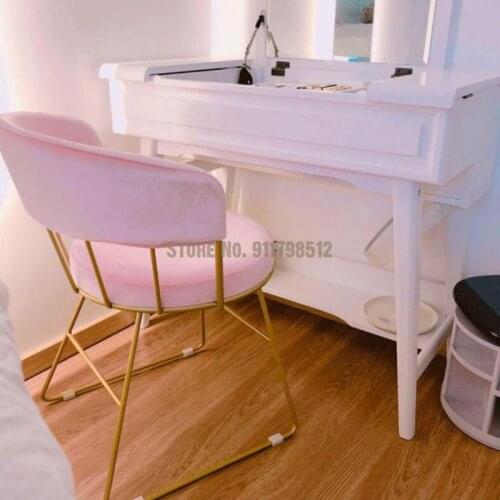 Dressing table chair pink back chair ins nordic princess girl net red dressing table small stool bedroom simple