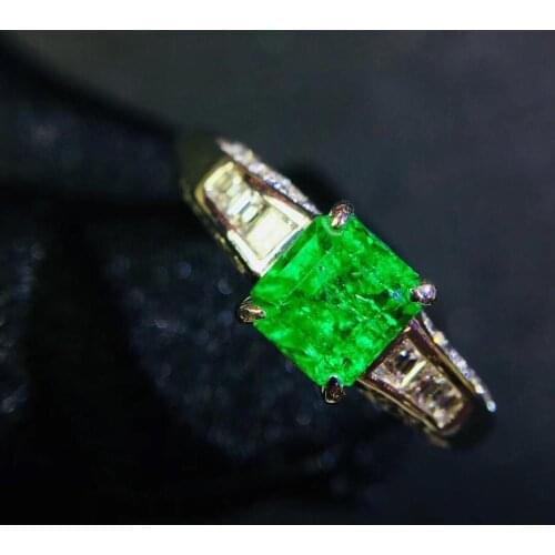 T1021 Fine Jewelry Real Pure Pt900 Platinum 100% Natural Emerald Gemstone 0.85ct Females Wedding Rings for Womens Fine Rings