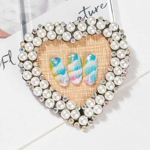 11 Type Pearl Round/ Heart/ Square/ Nail Polish Tips Display Palette Nail Tips Display Board Alloy False Tips Practice Tool,M55