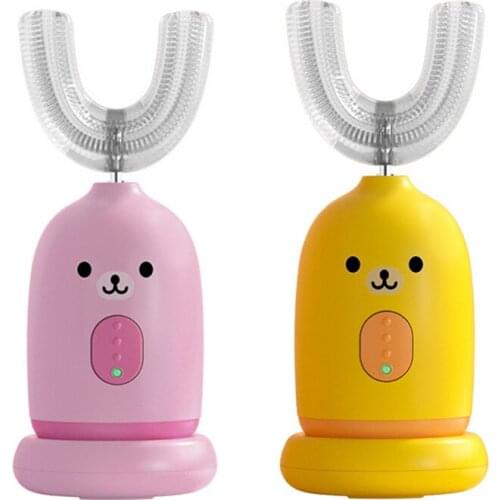 Ultrasonic Electric U-Shaped Kids Automatic Timing Toothbrush Nipple-Grade 360 Degree Waterproof Eectric Childrens Brush