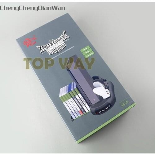 Vertical Stand Cooling Fan w/ Game Discs Storage Charger Controller Charging Station for Xbox One X ChengChengDianWan