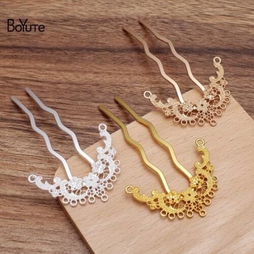 BoYuTe (5 Pieces/Lot) 45*36.5MM Metal Alloy Flower Hair Fork Materials Vintage Style Diy Handmade Bridal Hair Accessories