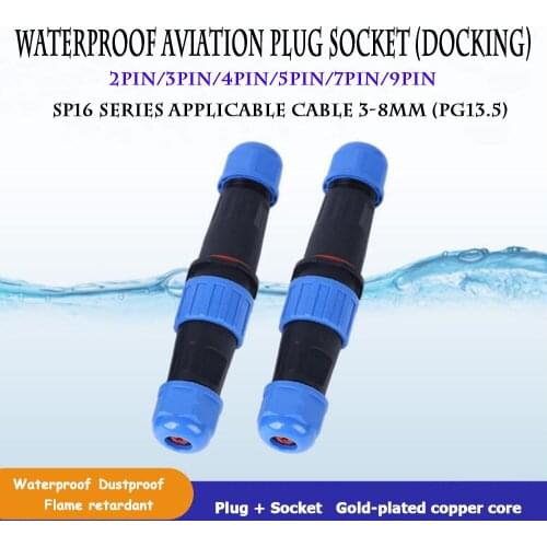 Waterproof Aviation Plug Socket M/P Wire Connector SP16 Male and Female Butt Connector 2-3-4-5-6-7-9 Core