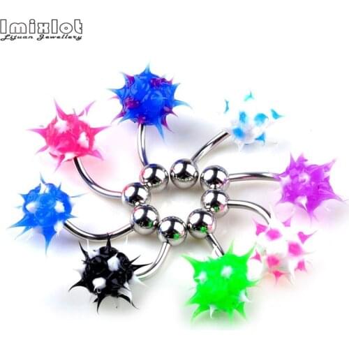 10PCS Colorful Silicone Belly Bars Pircing Navel Ring Stud Women Piercing Belly Button Surgical Steel Body Piercings Jewelry