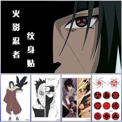 10Pieces Wholesale Anime Ninja Temporary Tattoo Sticker ComicNaruto Nine Tailed Fox Writing Round Eye Tattoo Stickers
