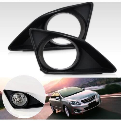 DWCX 2pcs Pair Black Front Right + Left Fog Light Lamp Grille Cover Foglight Bezel for Toyota Corolla 2007 2008 2009 2010