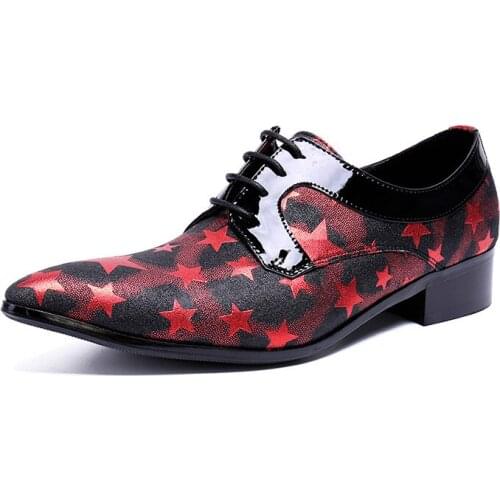 2021 Trendy Mens Shoes Spring and Summer New Low-Top Shoes Fashion Sequins Red Shoes Personality Workplace Mens Leather Shoes