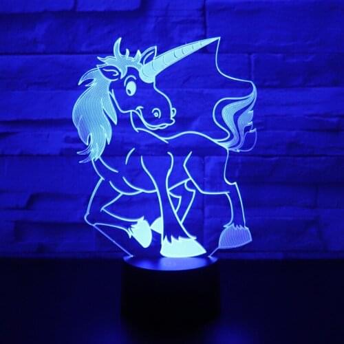 3D LED Night Light Dynamic Unicorn with 7 Colors Light for Home Decoration Lamp Amazing Visualization Optical Illusion Awesome