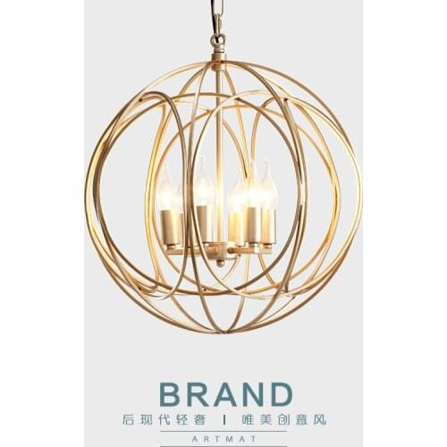American spherical chandelier restaurant golden chandelier bedroom Nordic modern wrought iron porch aisle light fixture