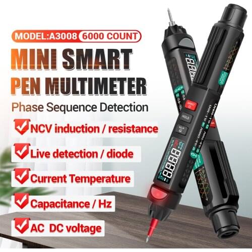 ANENG A3008 Pen Multimeter 6000 Counts Digital Multimeter with LCD Display And Flashlight Professional Multimeter