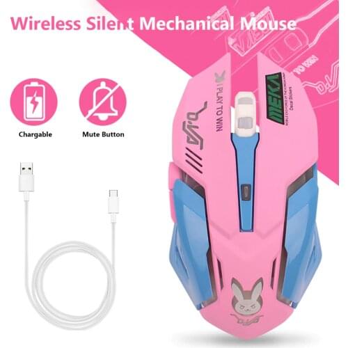 Breathing LED USB Wireless Optical Mouse 2400dpi Mute PC Laptop Computer 6 Buttons Gaming Mice for OW DVA overwatch Dropship