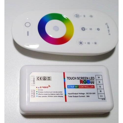 2.4G Wireless Control Touch screen RGBW led controller DC12 24A 18A RF remote control for led strip/bulb/downlight,Free Shipping