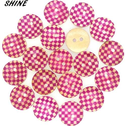 SHINE Wooden Sewing Buttons Scrapbooking Round Natural & Pink Two Holes 15mm Dia. 50 PCs Costura Botones bottoni botoes