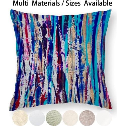 Silver Streak Pillow Case Throw Pillow Cover Cotton Linen Flax Abstract Painting Blue Pattern Modern Art Silver Purple