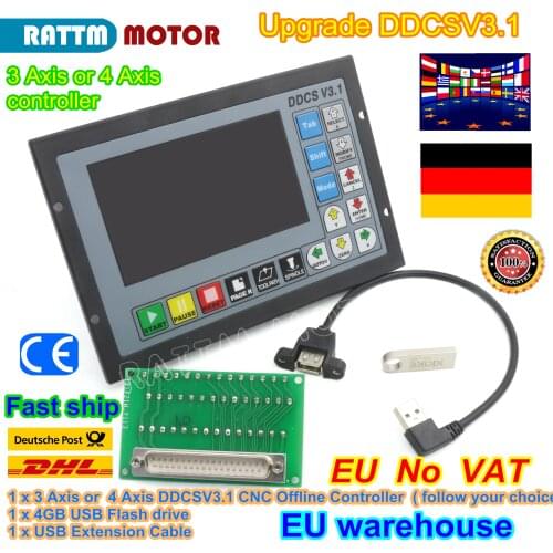 DE Ship 3 or 4 Axis DDCSV3.1 500KHz G-Code All Metal Cases Offline Controller DDCSV3.1 PLC Replace Mach3 USB CNC Controller