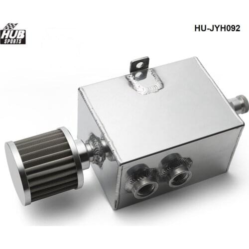 Hubsports - Aluminum oil catch can with breather & drain tap 2LT baffled Square Fuel Tank HU-JYH092