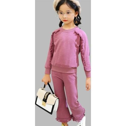 Girls Clothing Sets Spring Autumn Children Tracksuit Long Sleeve Solid Sweatshirt + Pants Kids 2 PCS Girls Sport Suit