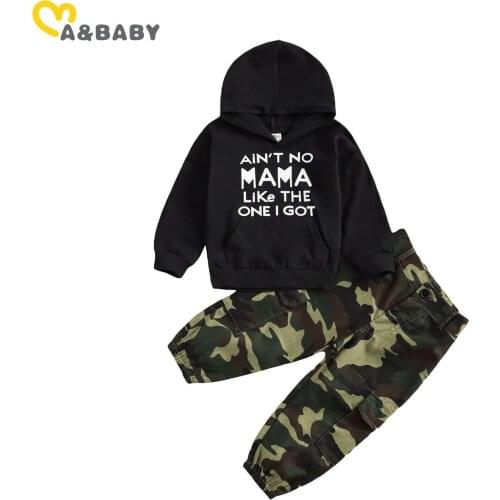 Ma&Baby 18M-6Y Spring Autumn Toddler Child Kid Boys Clothes Set Letter Hooded Sweatshirts Pants Outfits Children Costumes