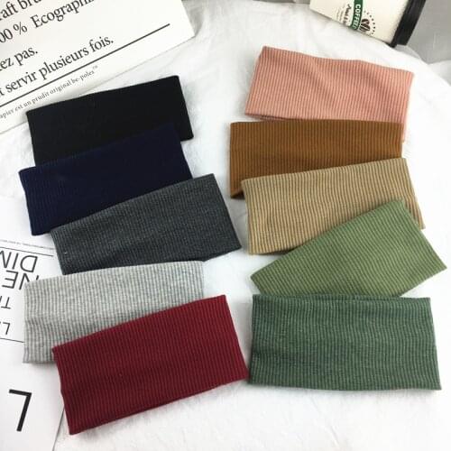 Fashion stretch sports sweat absorbent headband solid color running riding turban fitness yoga popular sweat absorbent headband