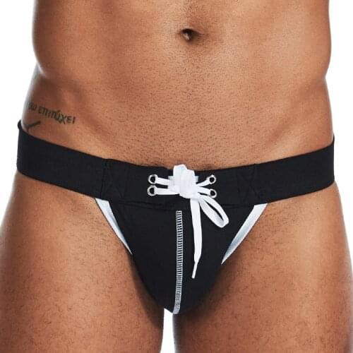 Lanvibum briefs under wear mens underwear convex middle waist cotton solid color open buttock T-shirt