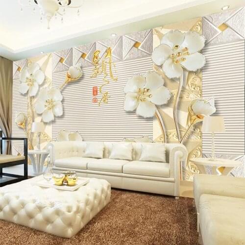 Large Fresco 3D Stereo Wallpaper Living Room TV Wall Background Wallpaper Jade Carving Seamless Wall Cloth House