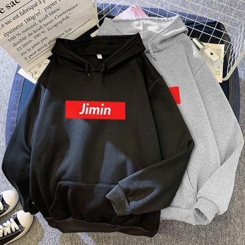 Autumn and Winter Candy-Colored Sweatshirt All-match Hot Selling Jimin Printed Hooded Casual Coat
