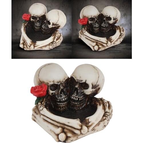 Skull Ashtray Figurine Cigarette Resin Ashtray Home Table Decor, Halloween Decoration Gifts