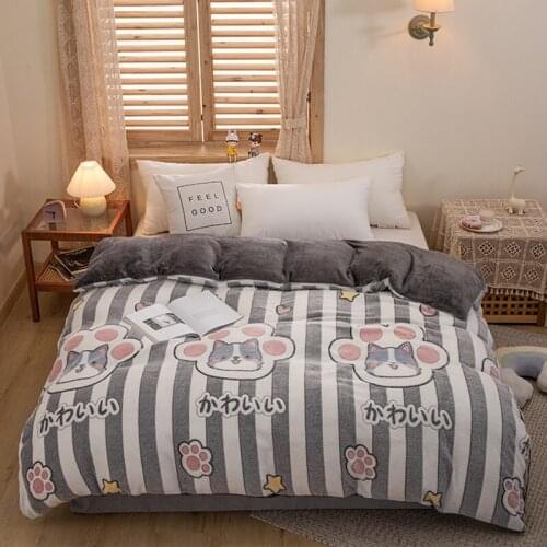 Grey cats claw/snow fleece/single quilt cover plant flower 1pcs autumn and winter warmth and thick single quilt cover