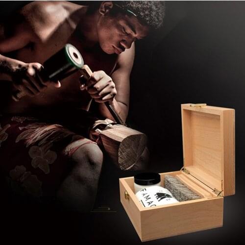 Handmade Strong And Durable Shoe Brush Storage Box Natural Wood Clamshell Cleaning Tool Toolkit