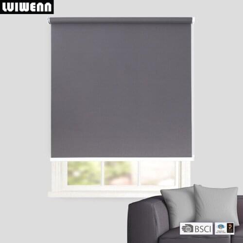 LUIWENN 100% blackout sunblock shading roller blinds with water drop bottom bar customized size and many colour available