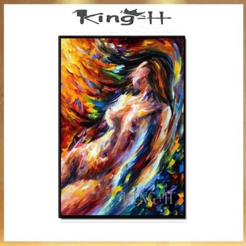 Sexy Blonde Girl Nude Woman Painting Palette Knife Painting handPainted on Canvas for Bedroom Hotel Wall Decoration
