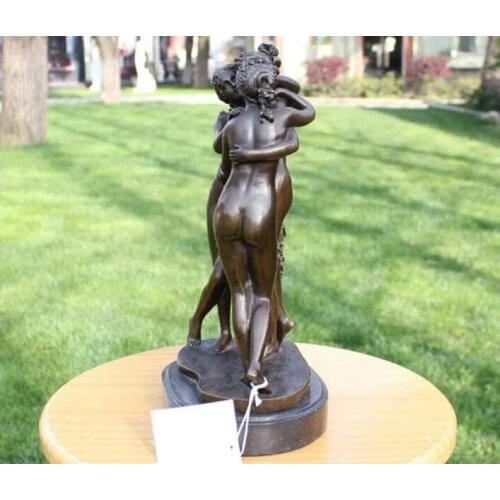 Art Deco handmade Sculpture Louvre nude beauty girl women Bronze Copper Statue