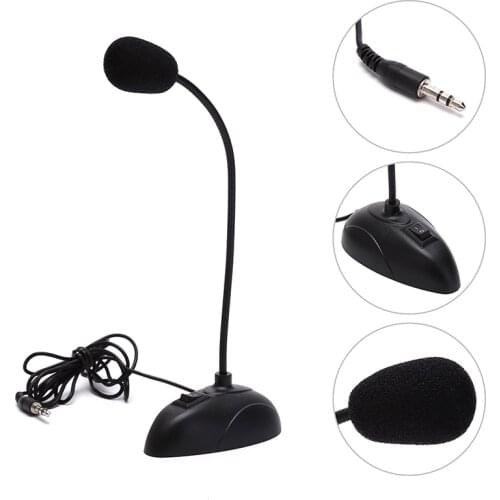 Flexible Stand Mini Studio Speech Microphone 3.5mm Plug Gooseneck Mic Wired Microphone for Computer PC Desktop Notebook