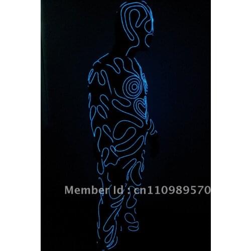 E0027 EL Wire dance costumes, EL Wire clothing, Neon light suit for stage performance wear