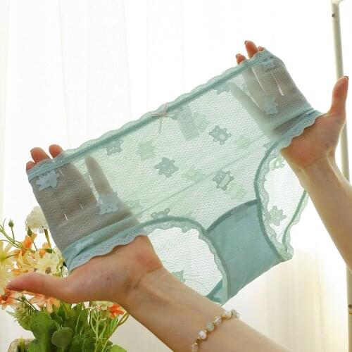 2021 Women Panties High Quality Fashion Sexy Lace Female Cute Bear Bow Briefs Girls Knickers Soft Breathable Underwear Lingeries