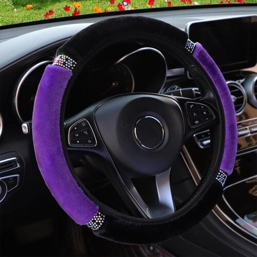 Universal 37-38cm Diameter Soft Plush Rhinestone Car Steering Wheel Cover Interior Accessories Steering-Cover Car-styling