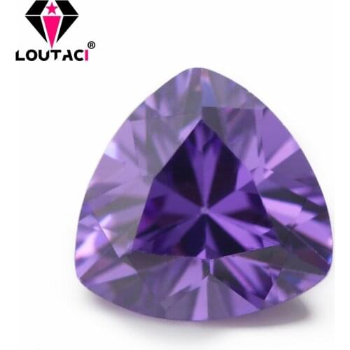 LOUTACI Jewelry Gemstone Support For Custom Violet Color Trillion Shape Cubic Zirconia Small Size 3x3-6x6mm
